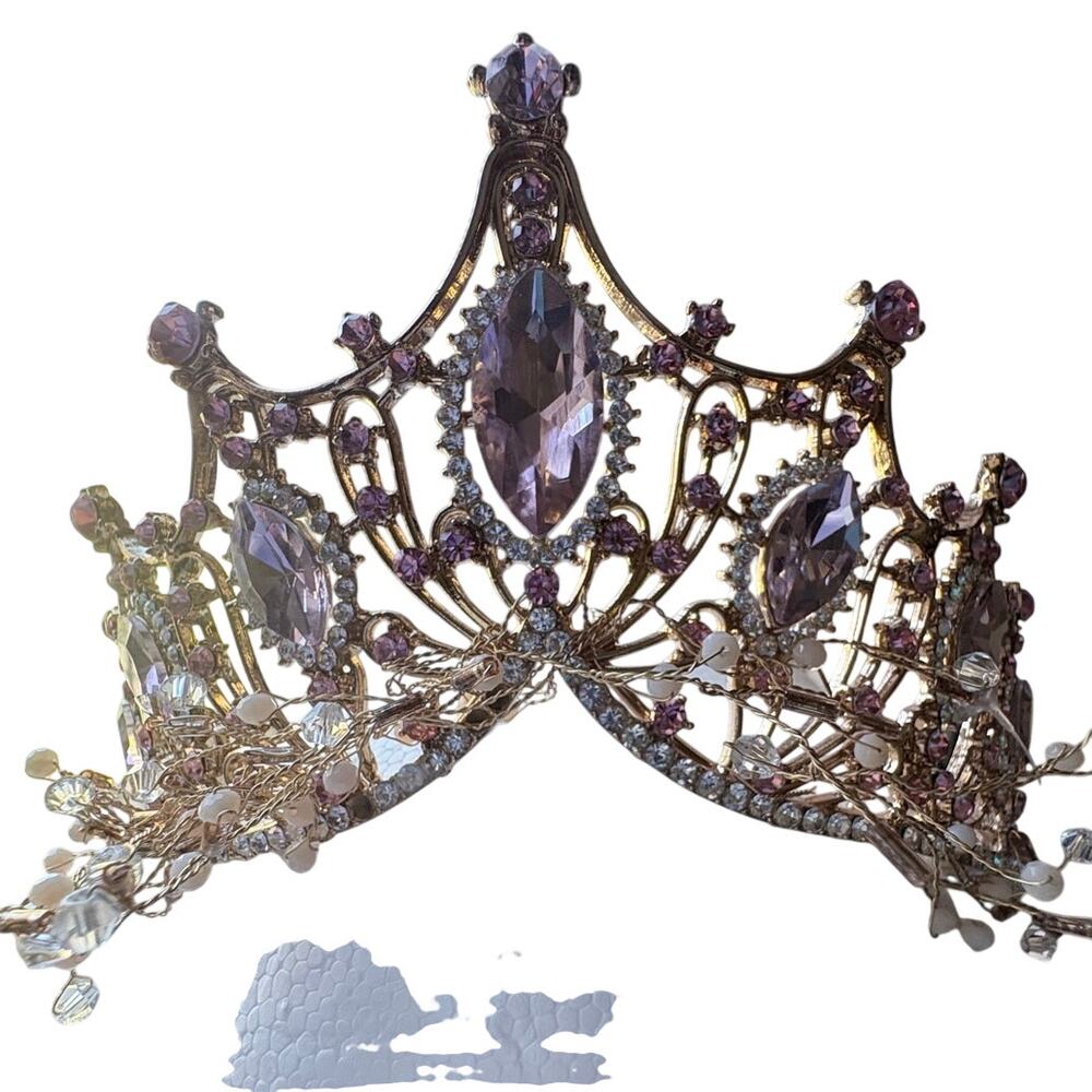 Amazing Rose Gold-Tone Crown with Pink Rhinestones